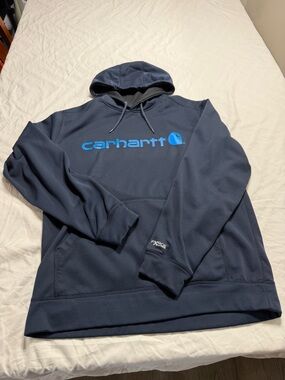 Carhartt Navy Crewneck Hoodie with Blue Logo